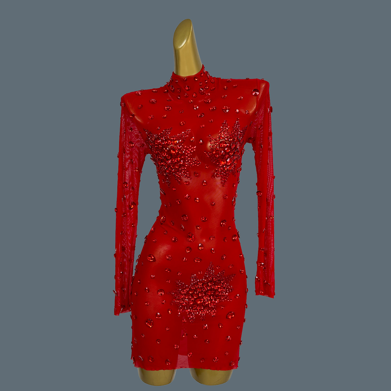 Sparkly Rhinestone Club Party Dress - Mini Robe Transparente de Luxe avec