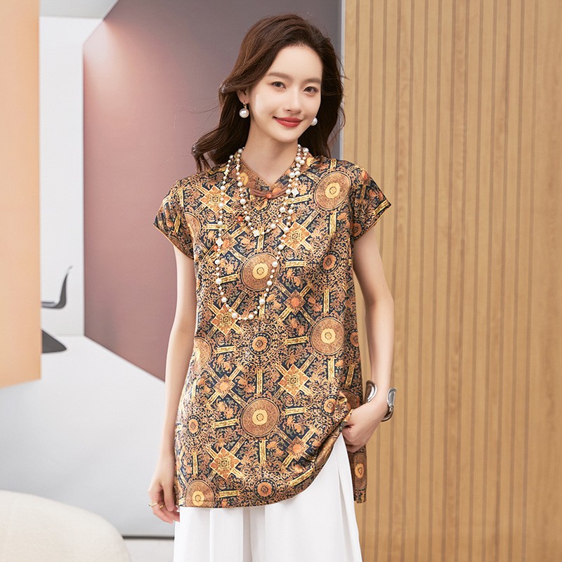Blouses - Chemisier pour femme à manches courtes,
