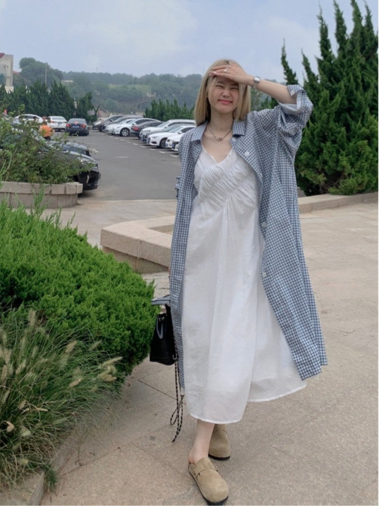 Korean Style A Line Shirt Dress - Ensemble chic grande taille style décontracté