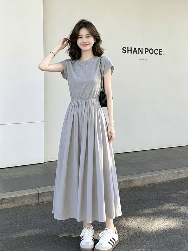 Korean Style A Line Shirt Dress - Robe T-shirt d'été décontractée pour femmes