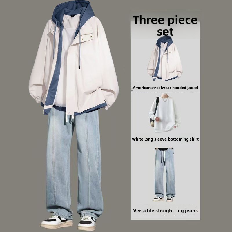 Jeans - Ensemble 3 pièces pour hommes, veste