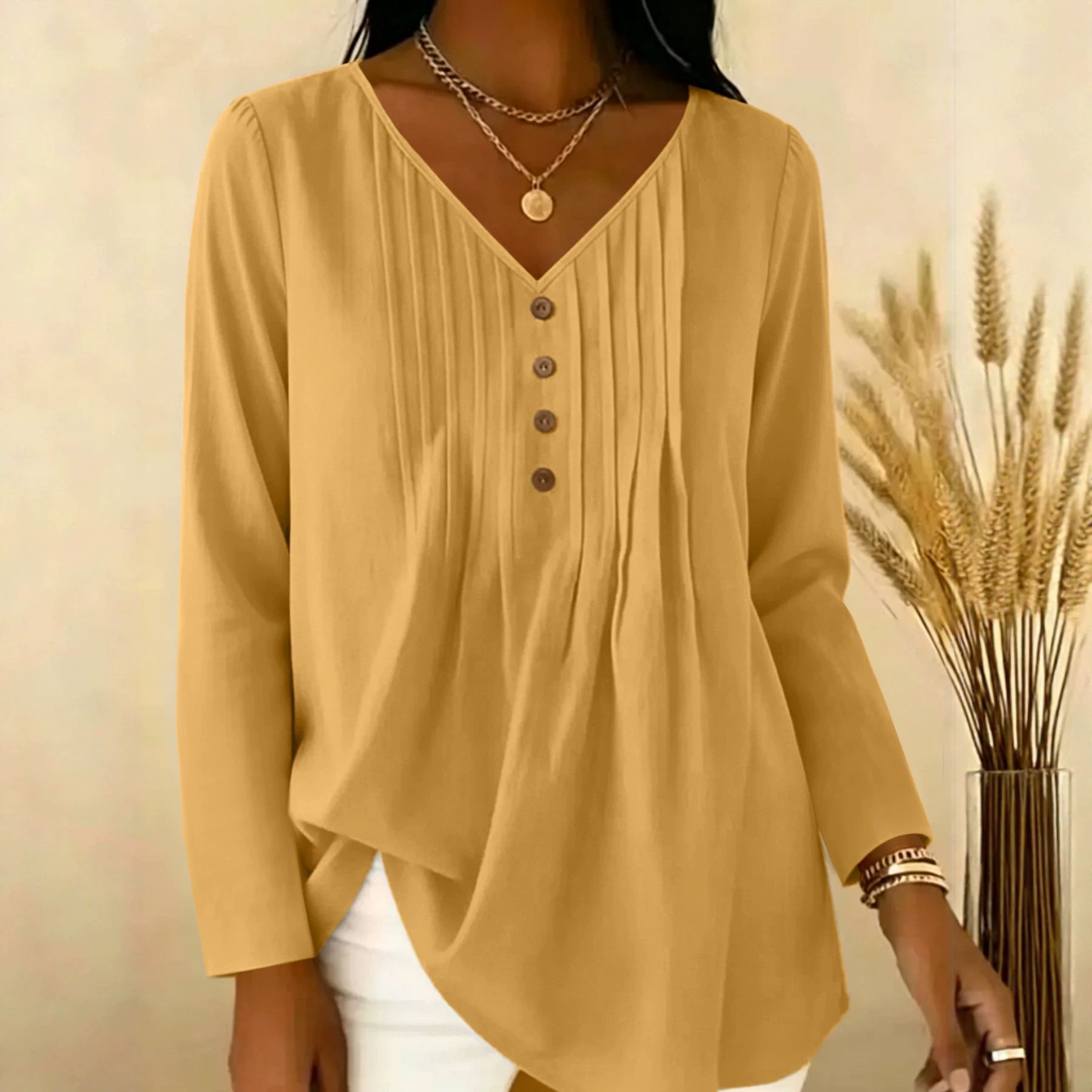 Blouses - Chemisier décontracté polyvalent à col en