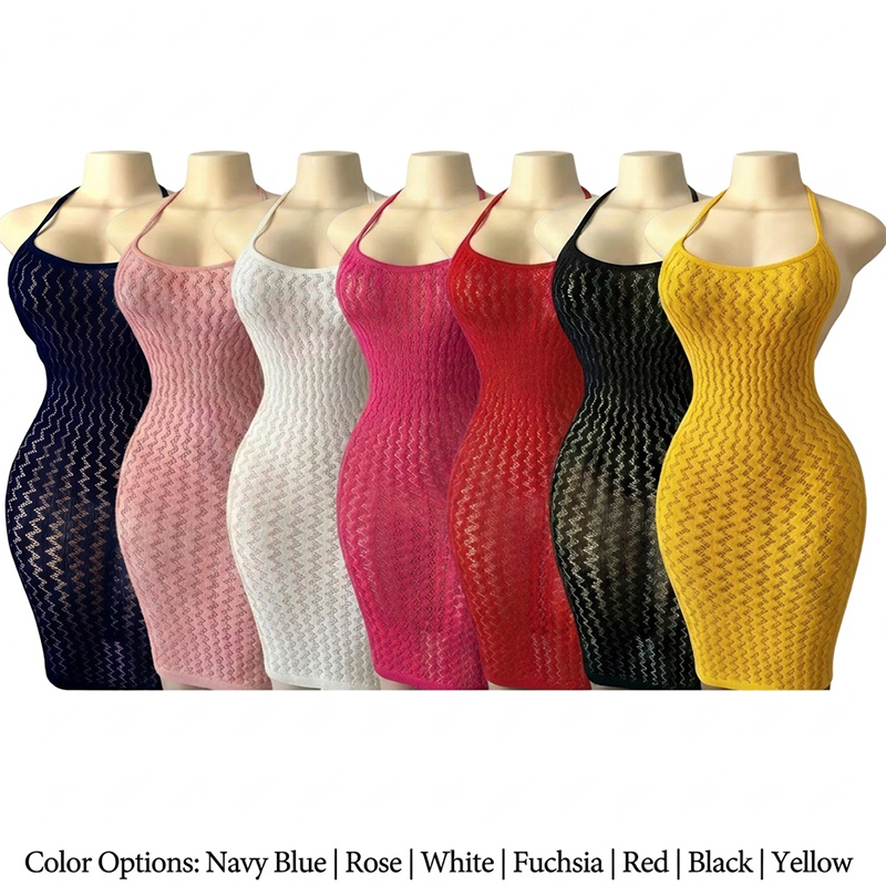 Sexy Mesh Sheer Bodycon Dress - Robe de plage en maille pour