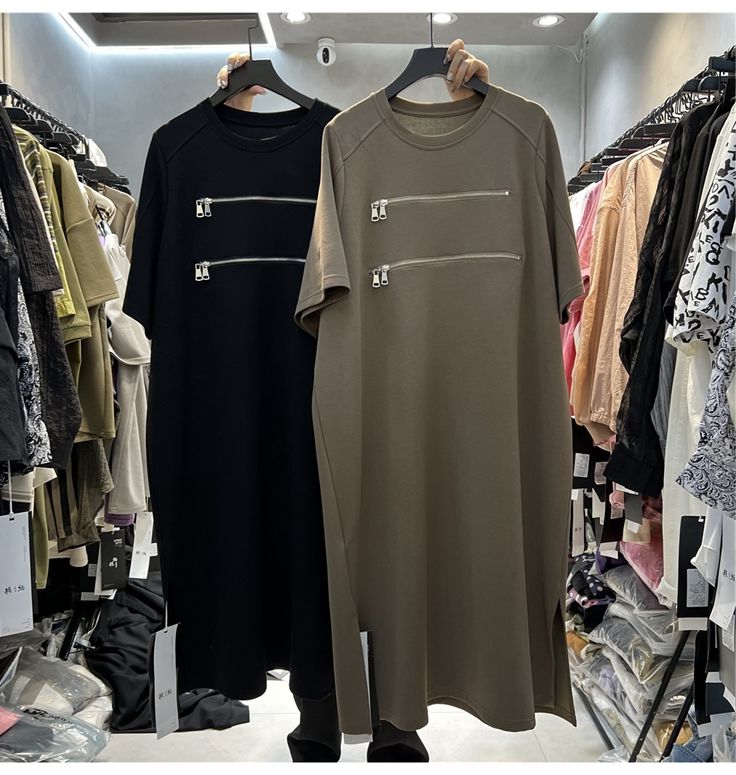 Korean Style A Line Shirt Dress - Robe T-shirt ample à manches courtes