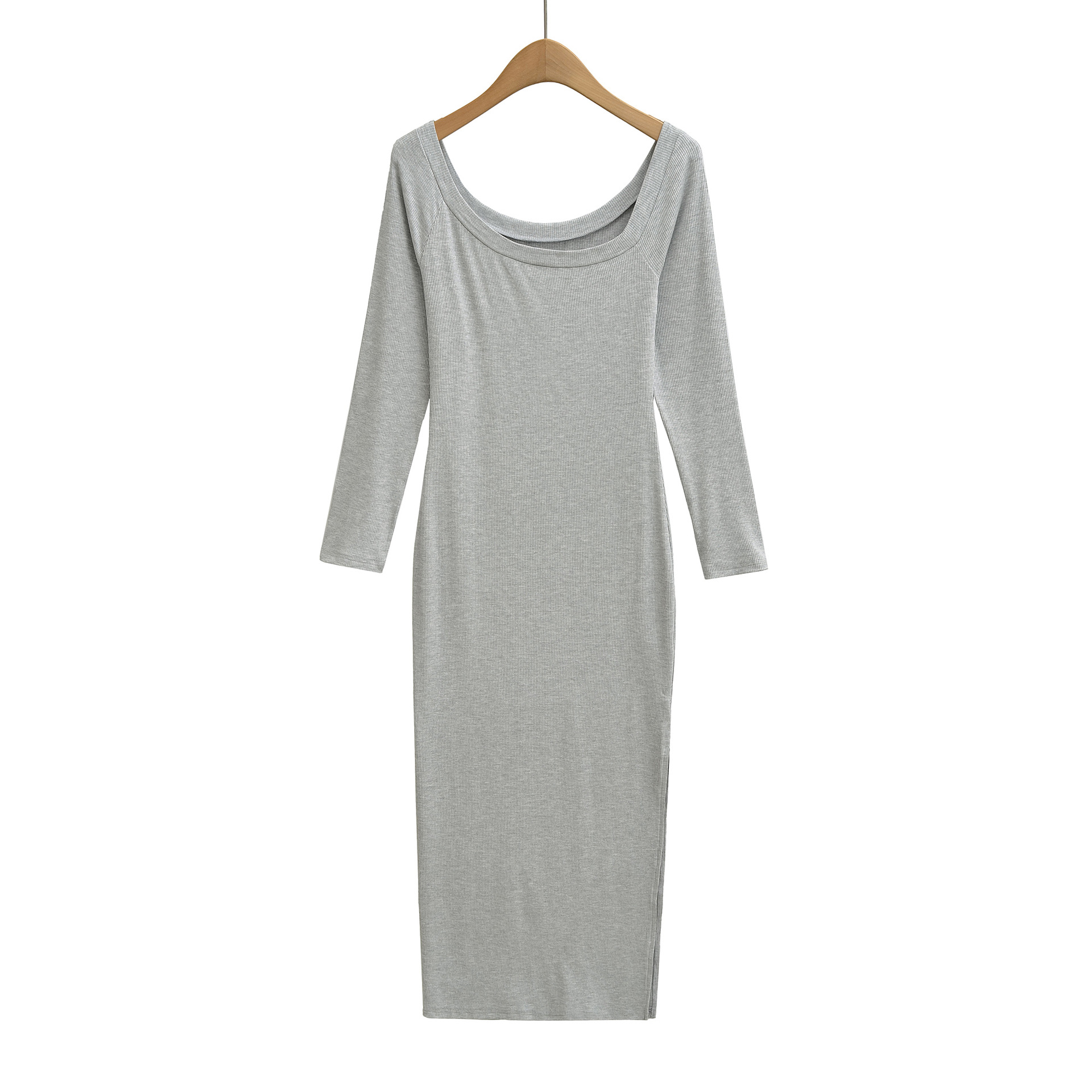 Robe côtelée pour femme, col c - Bodycon Long Sleeve Ribbed Dress avis et prix