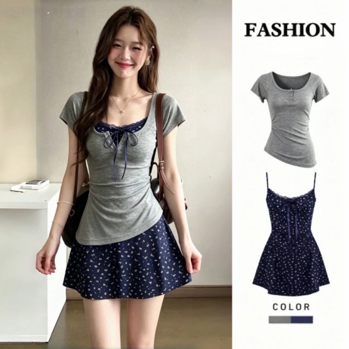 Ensemble deux pièces pour femm - Korean Style A Line Shirt Dress avis et prix