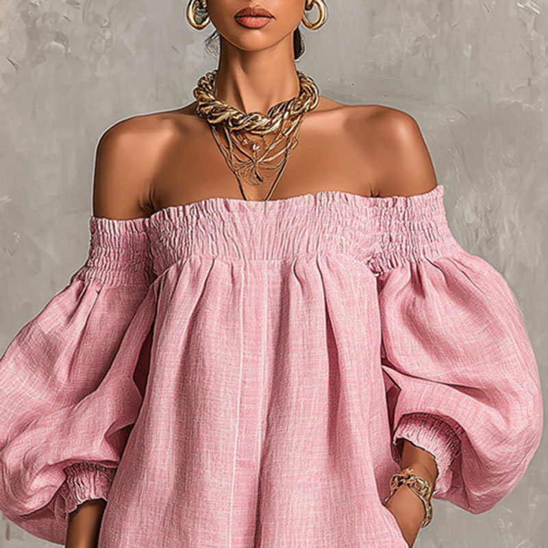 Nouvelle Robe Courte Décontrac - Off Shoulder Puff Sleeve Sundress avis et prix