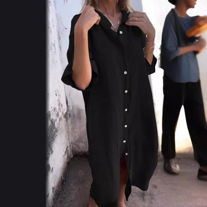 Robe chemise décontractée pour - Casual Loose Linen Shirt Dress avis et prix