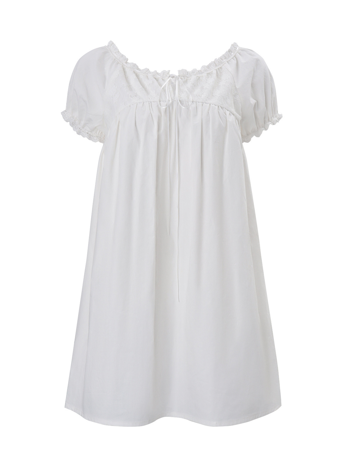 Robe mini blanche en dentelle  - Off Shoulder Puff Sleeve Sundress avis et prix