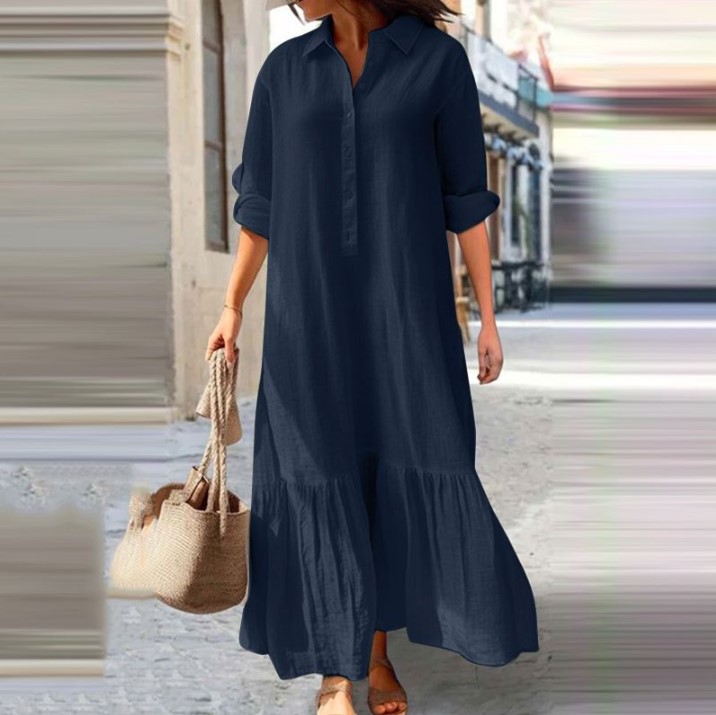 Robe chemise en lin pour femme - Casual Loose Linen Shirt Dress avis et prix