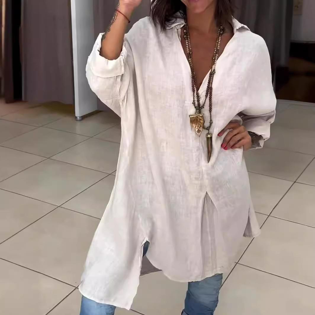 Nouvelle Robe Chemise Décontra - Casual Loose Linen Shirt Dress avis et prix
