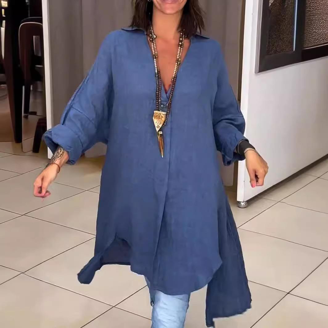 Nouvelle Robe Chemise Décontra - Casual Loose Linen Shirt Dress avis et prix