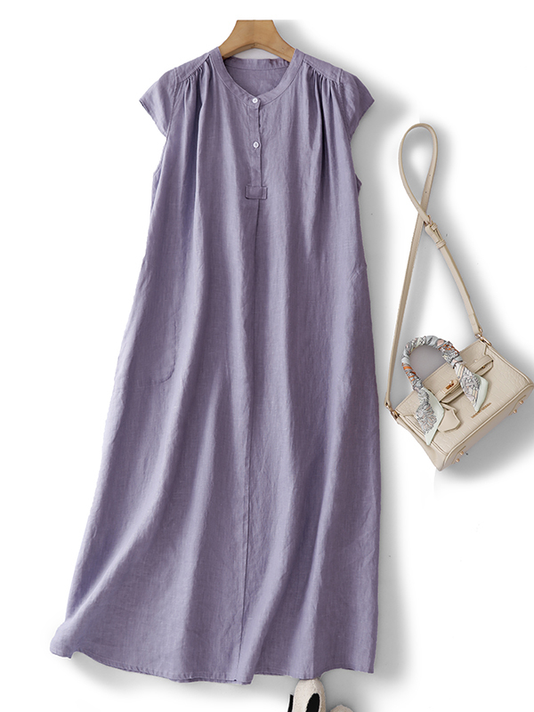 Robe longue d'été sans manches - Casual Loose Linen Shirt Dress avis et prix