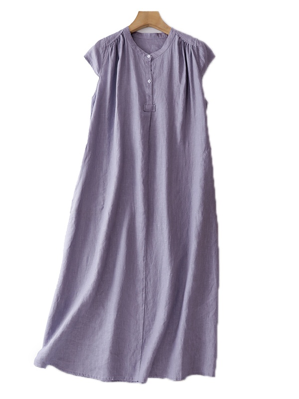 Robe longue d'été sans manches - Casual Loose Linen Shirt Dress avis et prix