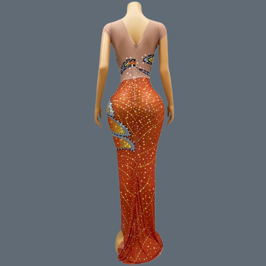 Robe longue sans manches en ma - Sparkly Rhinestone Club Party Dress avis et prix