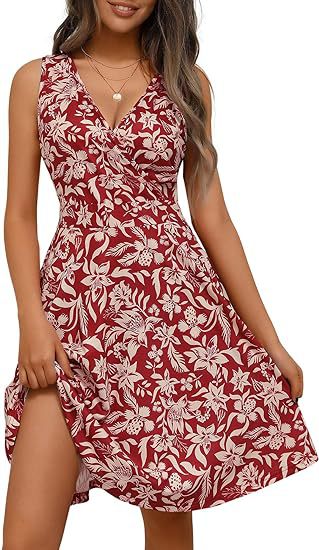 Robe rouge à la mode, col en v - French Vintage Floral Midi Dress avis et prix