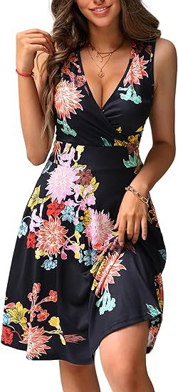 Robe rouge à la mode, col en v - French Vintage Floral Midi Dress avis et prix