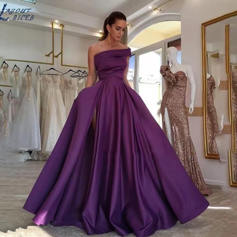 Robe de soirée élégante en sat - Elegant Satin Evening Gown Split avis et prix