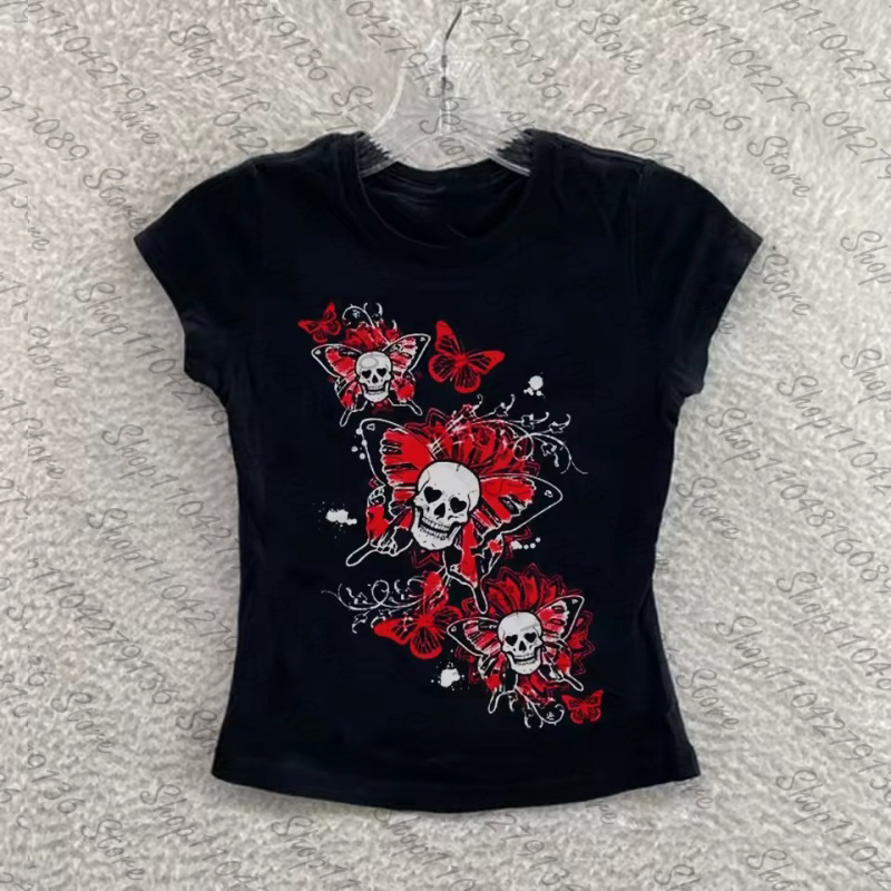 T-shirt graphique Y2K noir mig - Y2K Graphic Baby Tee Crop avis et prix