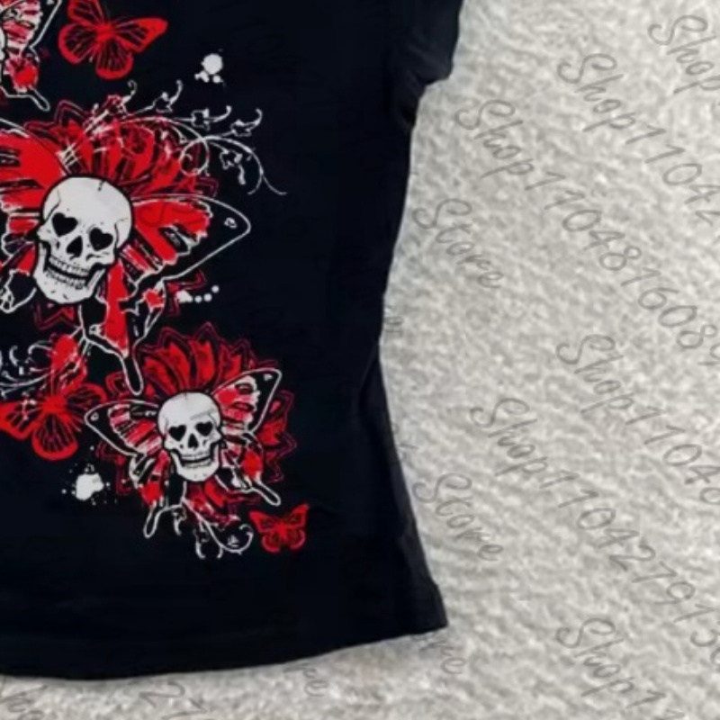 T-shirt graphique Y2K noir mig - Y2K Graphic Baby Tee Crop avis et prix