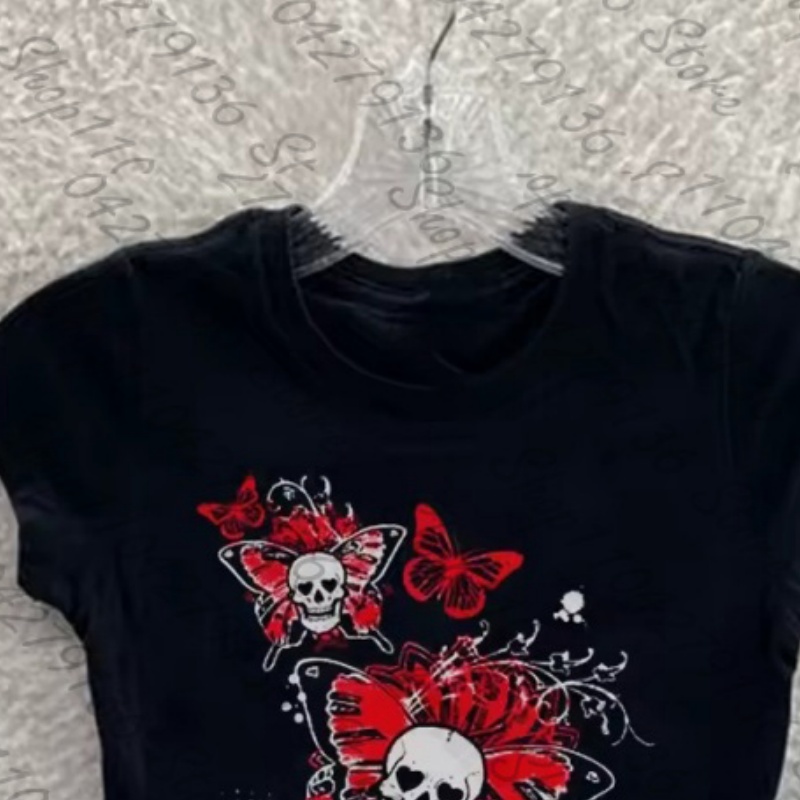 T-shirt graphique Y2K noir mig - Y2K Graphic Baby Tee Crop avis et prix