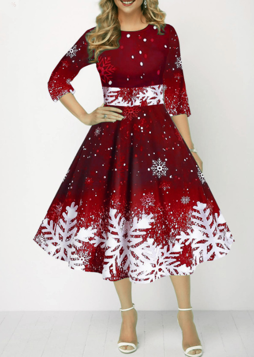 Robes de noël d'hiver pour fem - French Vintage Floral Midi Dress avis et prix