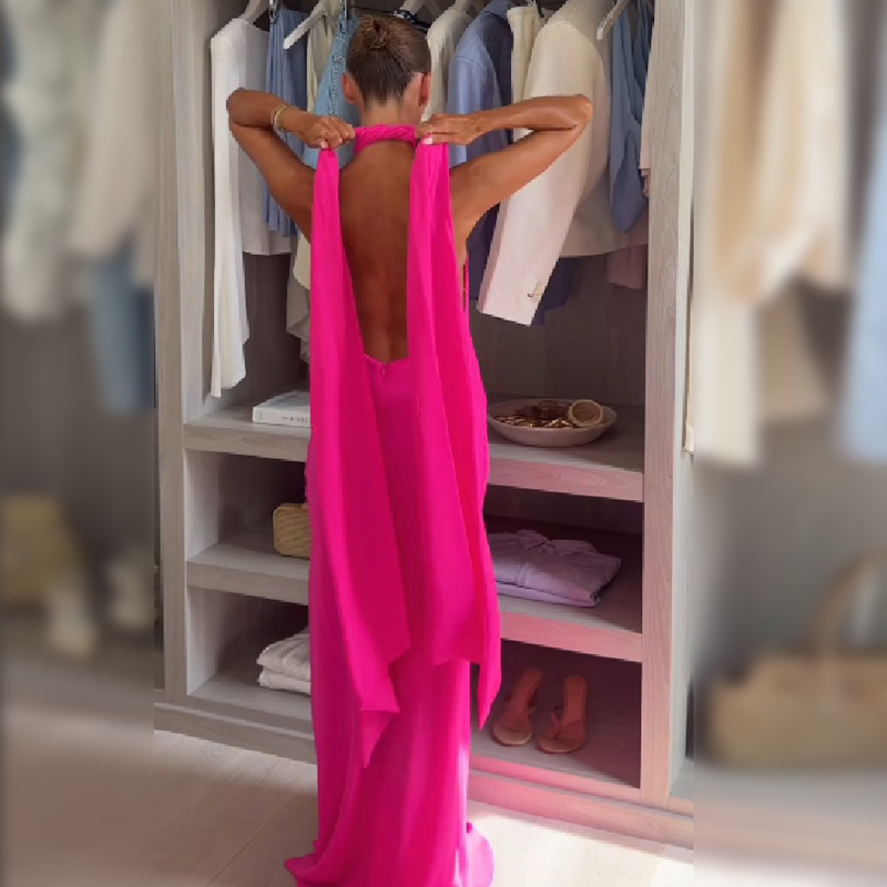 Robe longue en satin pour femm - Elegant Satin Evening Gown Split avis et prix