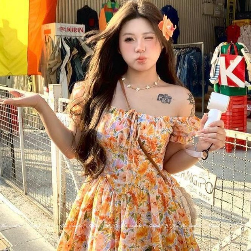 Nouvelle Robe Courte Décontrac - Off Shoulder Puff Sleeve Sundress avis et prix