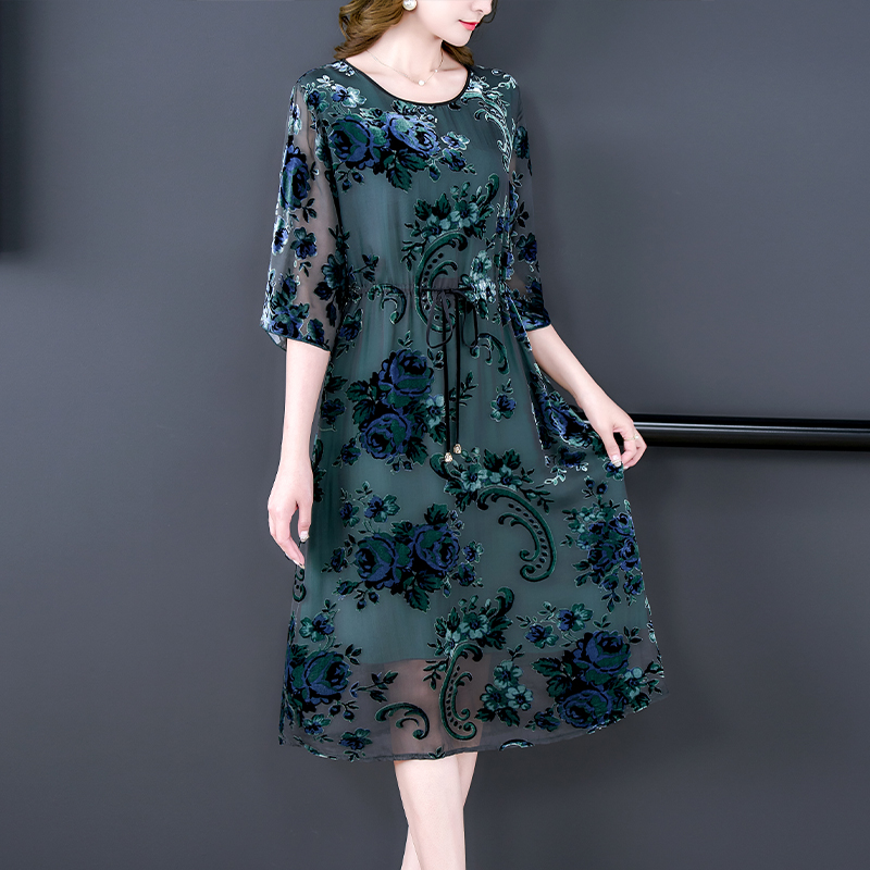 Robe jacquard florale jacquard - French Vintage Floral Midi Dress avis et prix