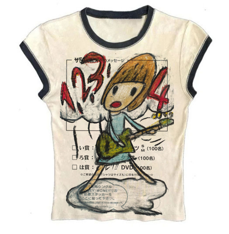 Y2K coréen populaire vêtements - Y2K Graphic Baby Tee Crop avis et prix