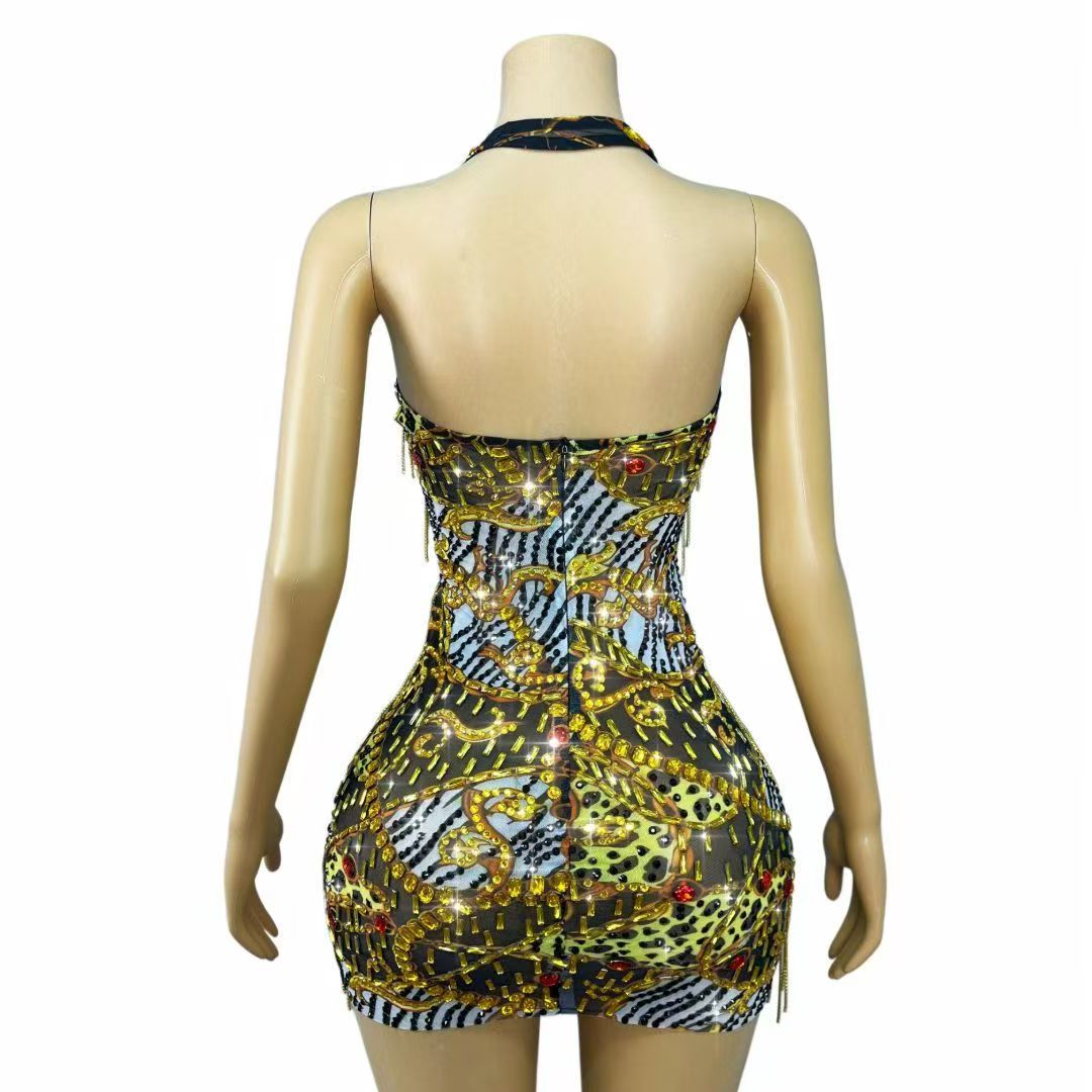 Robe Courte Moulante Scintilla - Sparkly Rhinestone Club Party Dress avis et prix