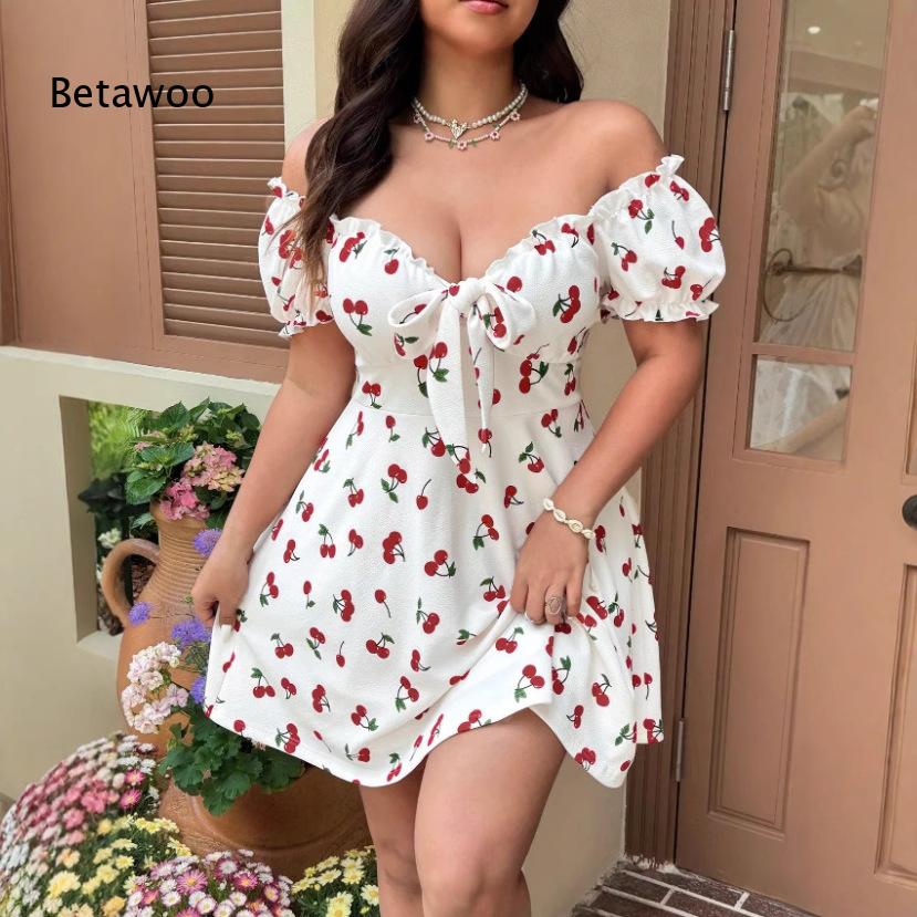 Mini-robe à imprimé floral pou - Off Shoulder Puff Sleeve Sundress avis et prix