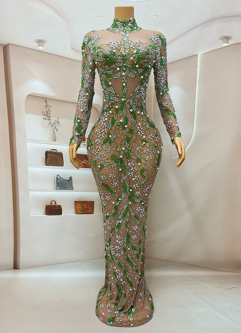 Robe de Soirée Longue et Luxue - Sparkly Rhinestone Club Party Dress avis et prix