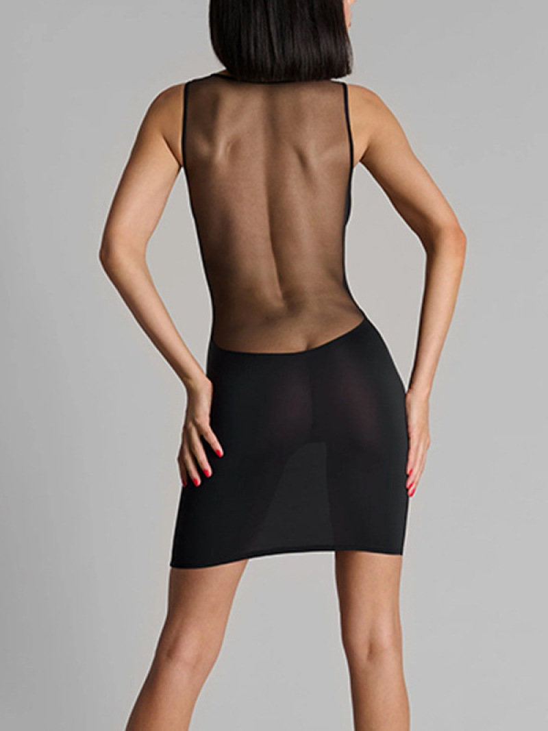 Robe moulante noire sans manch - Sexy Mesh Sheer Bodycon Dress avis et prix