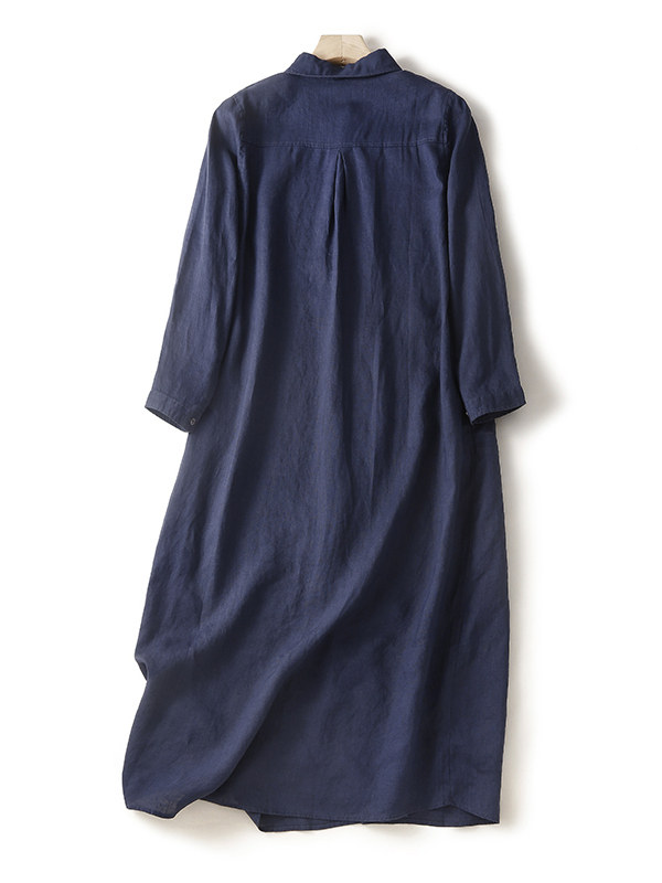 Robe chemise décontractée en c - Casual Loose Linen Shirt Dress avis et prix