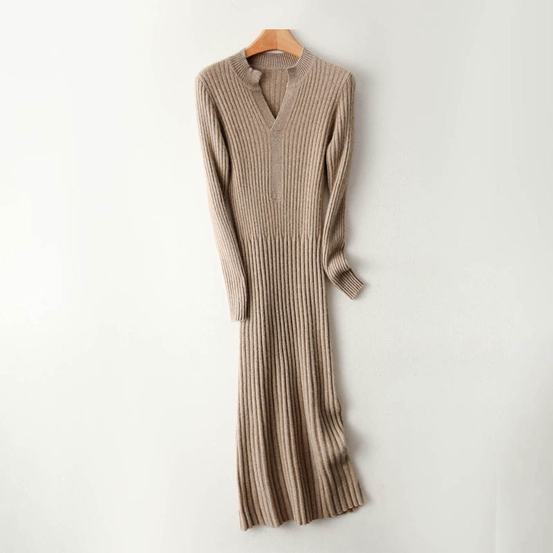 Robe longue côtelée minimalist - Bodycon Long Sleeve Ribbed Dress avis et prix