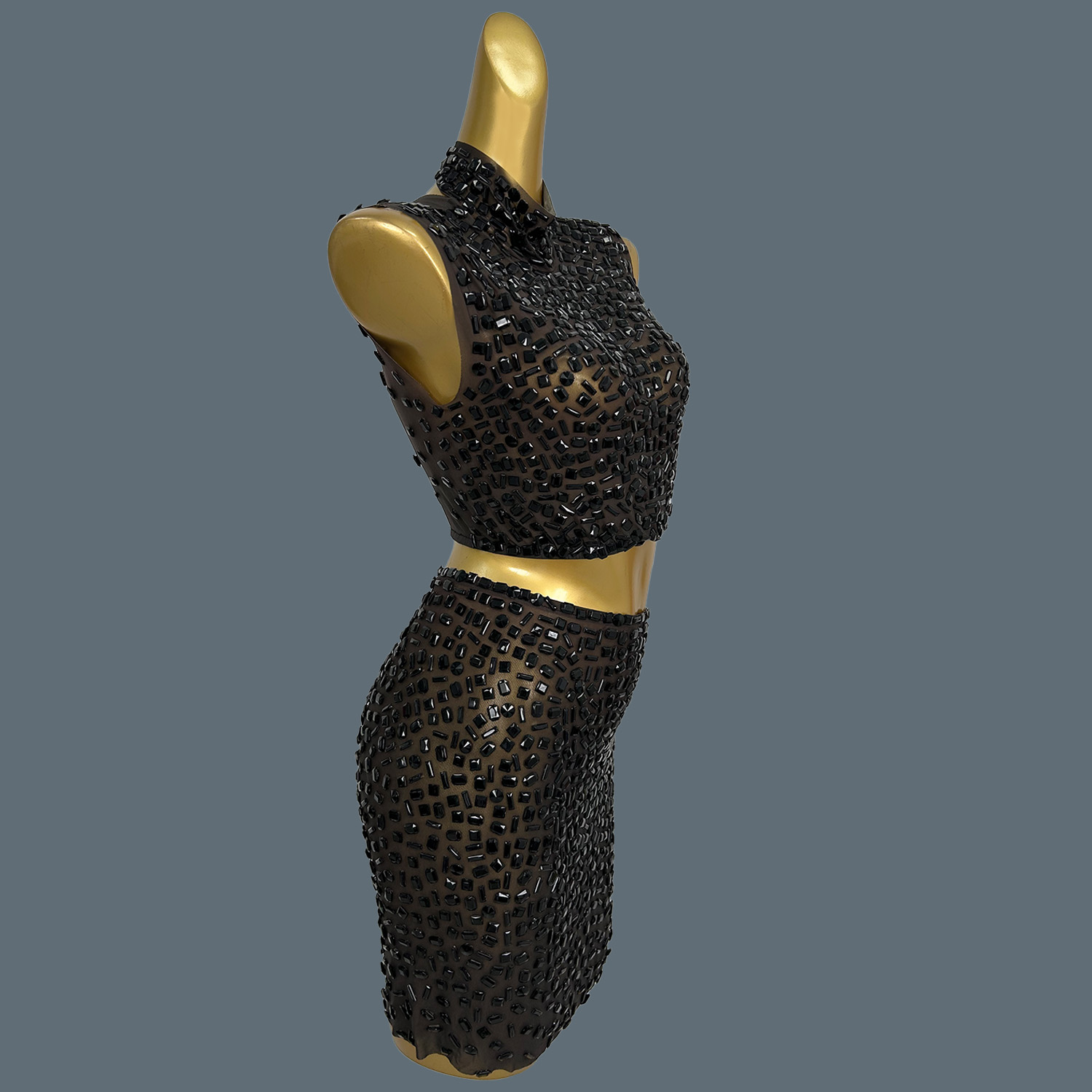 Été brillant noir strass robe  - Sparkly Rhinestone Club Party Dress avis et prix