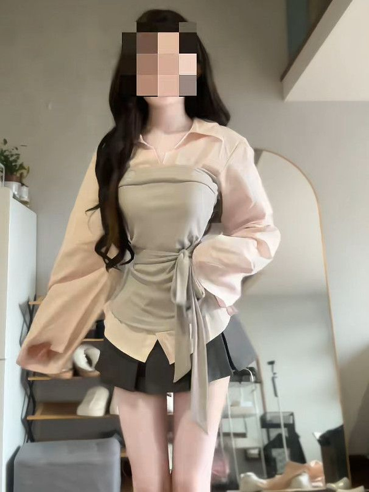 Ensemble chemise et jupe pour  - Korean Style A Line Shirt Dress avis et prix