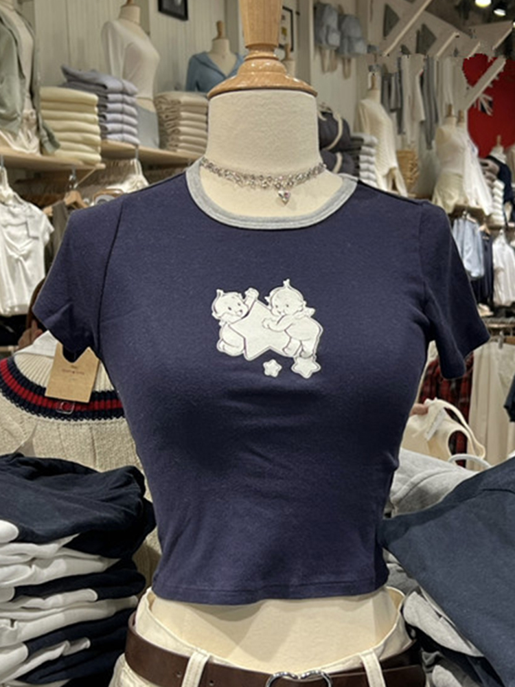 T-shirt à manches courtes et c - Y2K Graphic Baby Tee Crop avis et prix
