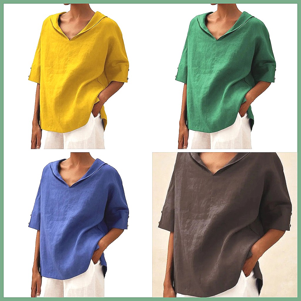 Chemisier ample en coton et li - Blouses avis et prix