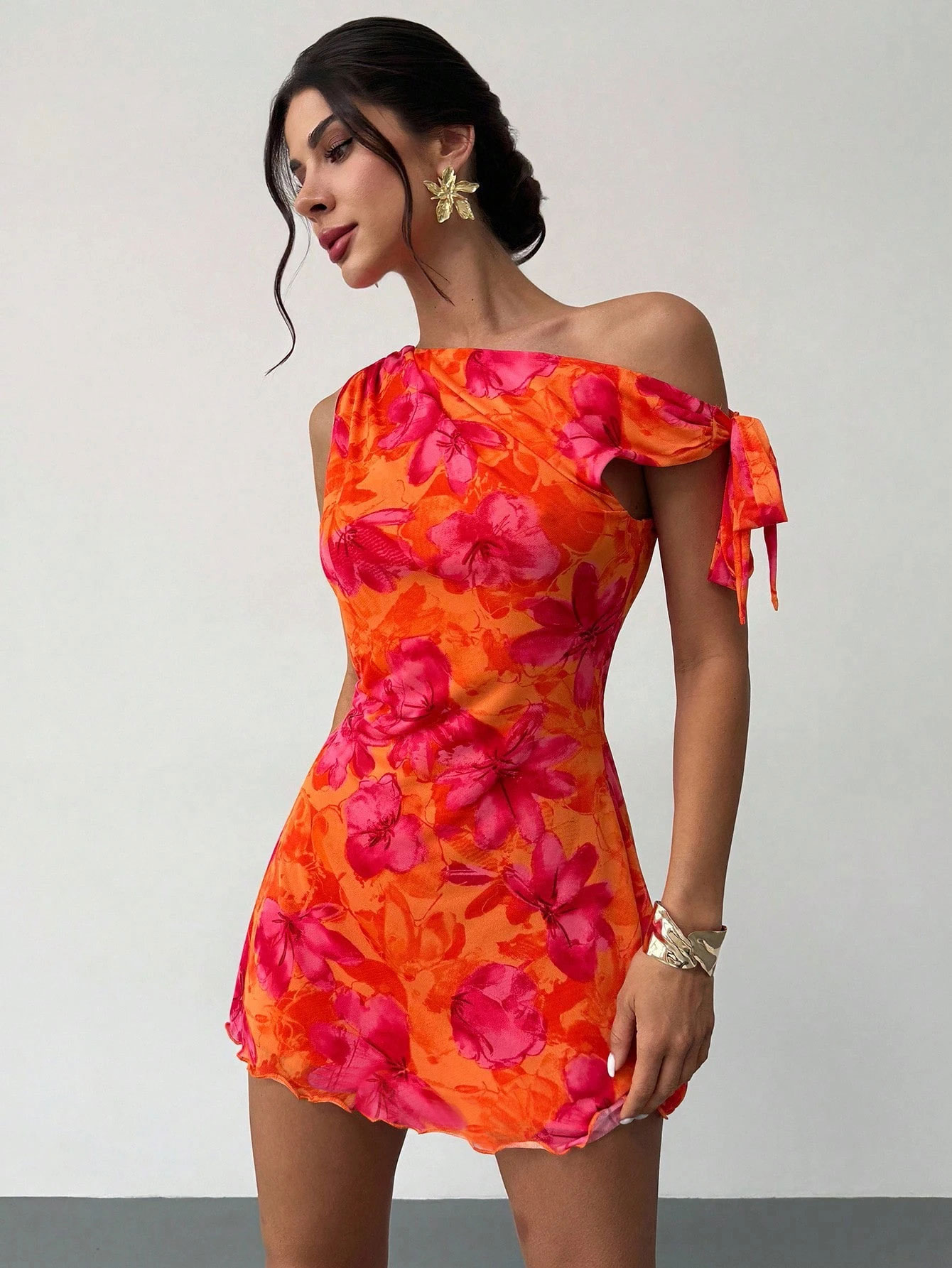 Robe courte décontractée à imp - French Vintage Floral Midi Dress avis et prix