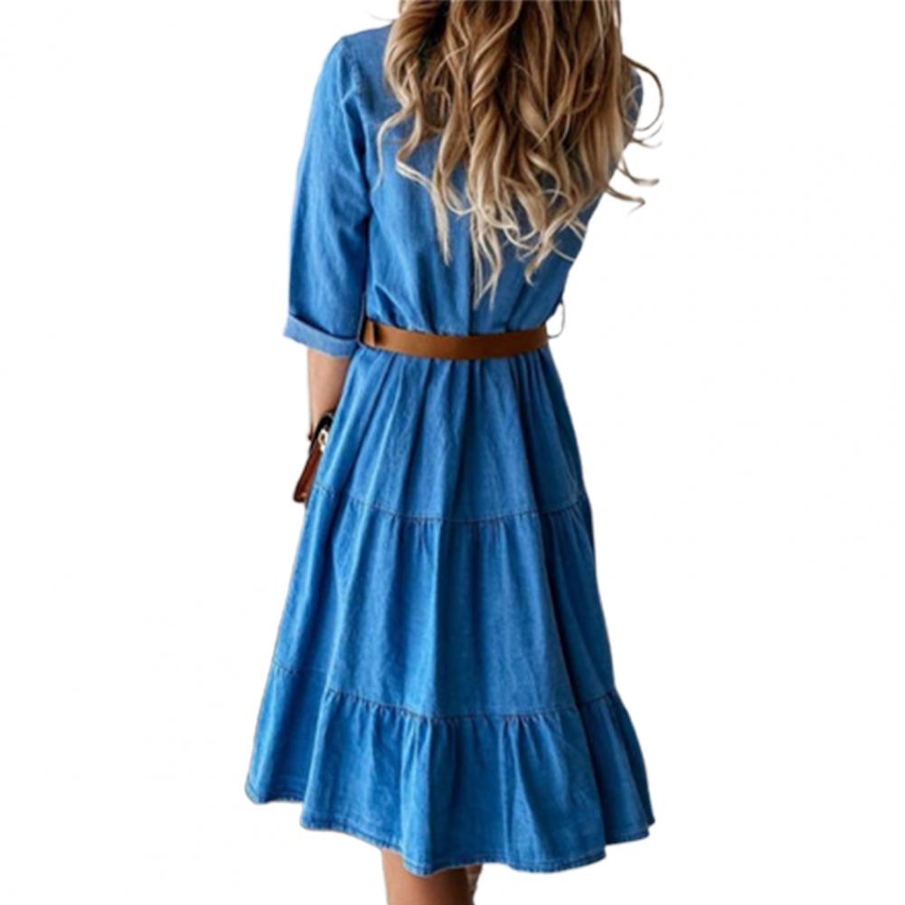 Robe en jean à manches trois-q - French Vintage Floral Midi Dress avis et prix