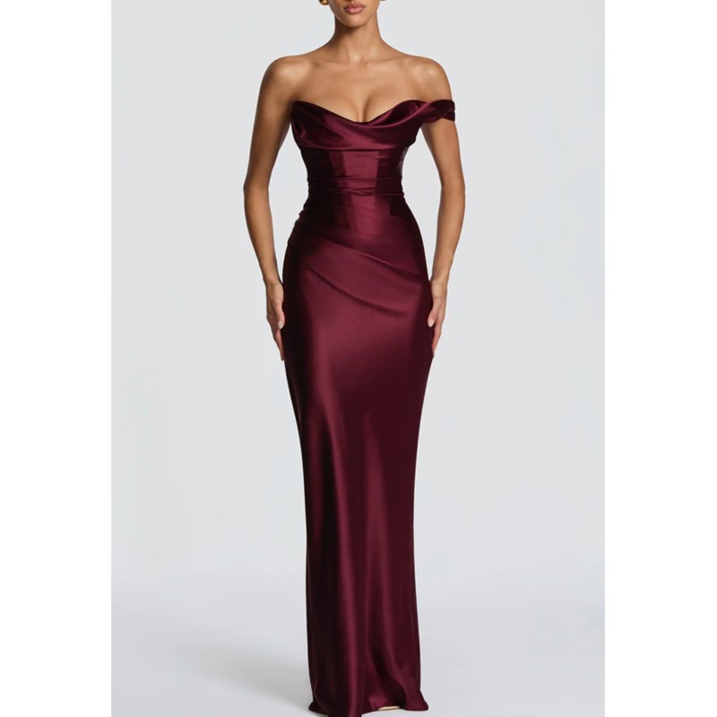 Robe moulante élégante en sati - Elegant Satin Evening Gown Split avis et prix