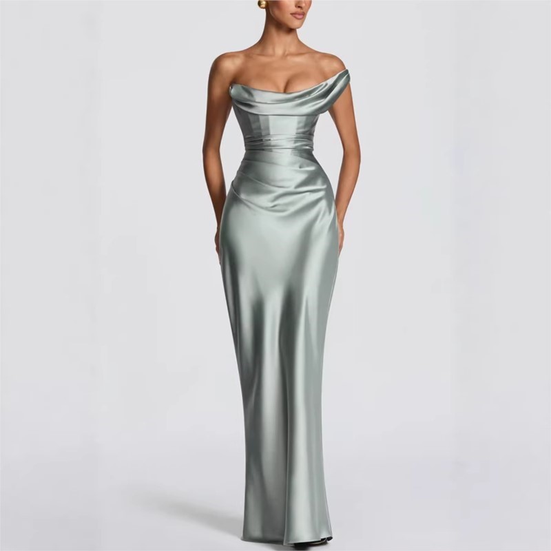 Robe moulante élégante en sati - Elegant Satin Evening Gown Split avis et prix