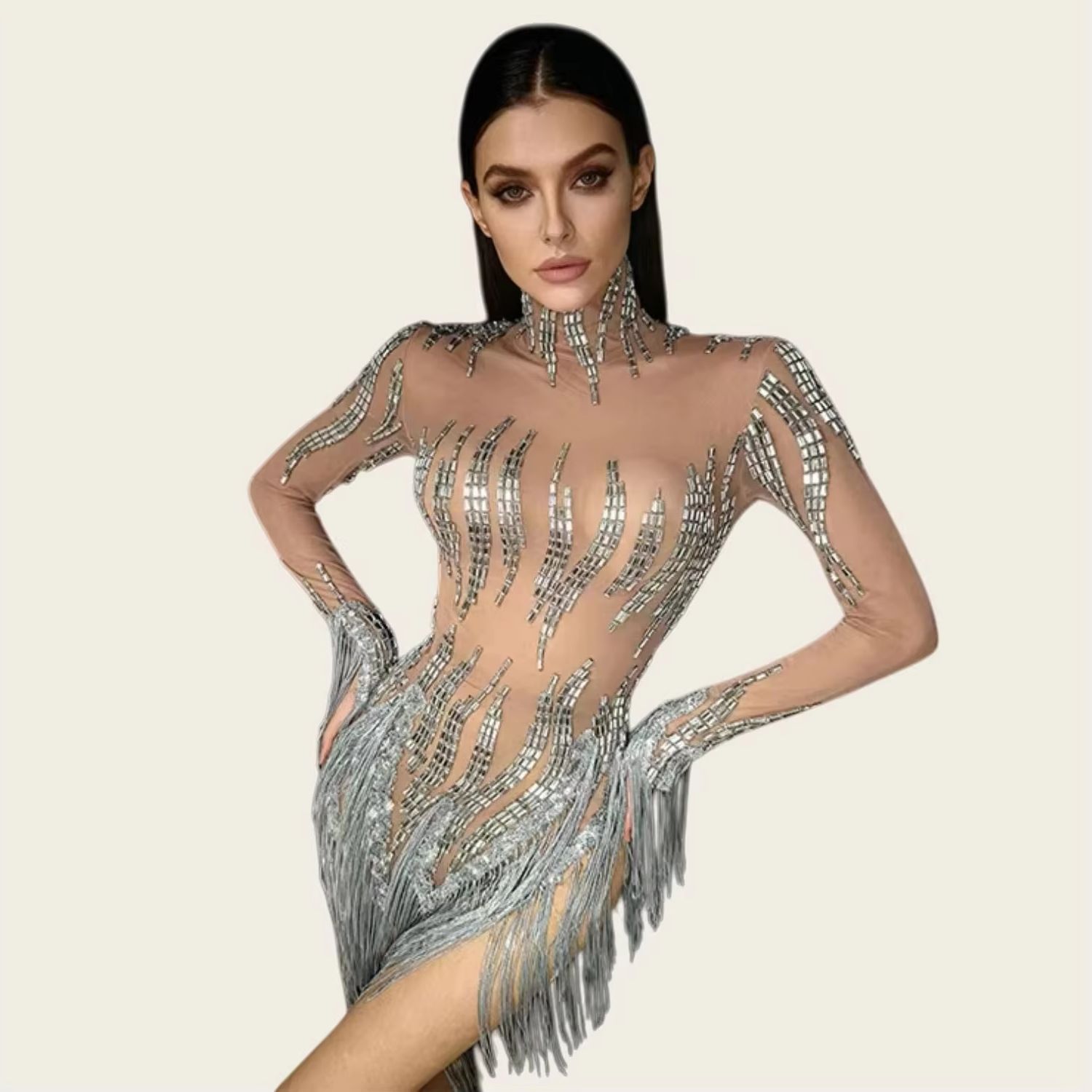 Robes courtes à franges en str - Sparkly Rhinestone Club Party Dress avis et prix