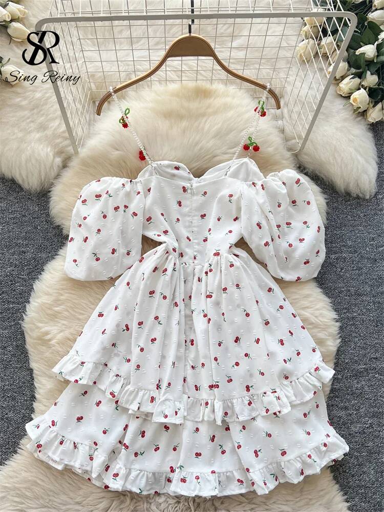 Robe d'été féérique pour femme - Off Shoulder Puff Sleeve Sundress avis et prix